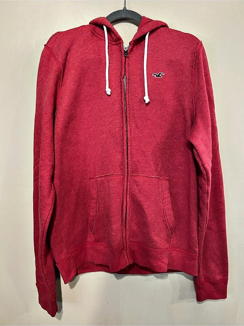 Hollister Full-Zip Hoodie Red Heather - Size XL